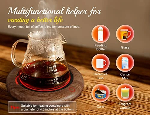 Coffee Mug Warmer, 40W Coffee Cup Warmer For Desk With 3 TEM Setting Breathing Light Gravity-Induction Smart Electric Beverage Warmers Heating Plate For Coffee, Milk, Tea, Candle Wax 6 Coffee Mug Warmer, 40W Coffee Cup Warmer For Desk With 3 TEM Setting Breathing Light Gravity-Induction Smart Electric Beverage Warmers Heating Plate For Coffee, Milk, Tea, Candle Wax - Image 4