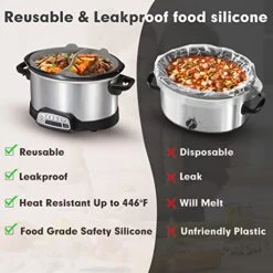 Silicone Slow Cookers Liners Fit For Crockpot 6QT, BPA Free/Reusable/Leakproof/Slow Cooker Divider Liner, Dishwasher Safe Slow Cooker Accessories Cooking Liner For Most 6 Quart Slow Cooker -KitchenAid Shop 51SnCwqhCPL