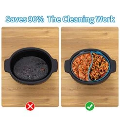 Slow Cooker Liners Fit For Crock-Pot & Hamilton Beach 6-8 Quart Oval Slow Cooker, Silicone Slow Cooker Divider Liners, Reusable & Leakproof, Dishwasher Safe, Easy Cleanup -KitchenAid Shop 51Soi7dX3JL