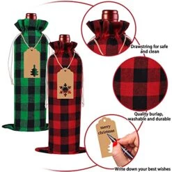 12pcs Christmas Wine Gift Bags, Christmas Wine Bags Classic Buffalo Plaid Wine Bottle Bags Reusable Burlap Xmas Wine Bottle Covers Clothes For Christmas New Year Wedding Holiday Parties -KitchenAid Shop 51SpFrHVRTL