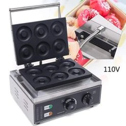 110V Commercial Waffle Donut Machine 6 Holes Double-Sided Heating 50-300℃,Non-stick Donut Maker Coating For Professional Kitchen -KitchenAid Shop 51SrDu8omsL