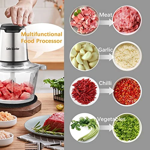 Food Processor, Electric Food Chopper With 2 Bowls 8 Cup And 8 Cup, Meat Grinder With 4 Large Sharp Blades For Meat, Fruits, Vegetables, Baby Food, Nuts, 2 Speed, 350W. Fruits, Vegetables, Baby Food, Nuts, 2 Speed, 350W. 7 Food Processor, Electric Food Chopper With 2 Bowls 8 Cup And 8 Cup, Meat Grinder With 4 Large Sharp Blades For Meat, Fruits, Vegetables, Baby Food, Nuts, 2 Speed, 350W. Fruits, Vegetables, Baby Food, Nuts, 2 Speed, 350W. - Image 5