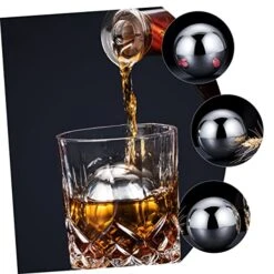 EMOTON 2pcs Round Ice Pellets Stainless Ice Block Wine Stones Metal Whiskey Balls Whiskey Ice Cube Whiskey Stones Stainless Steel Cubes Puck Stainless Steel Silver Drinks Round Ice Cube -KitchenAid Shop 51SzNjqti4L