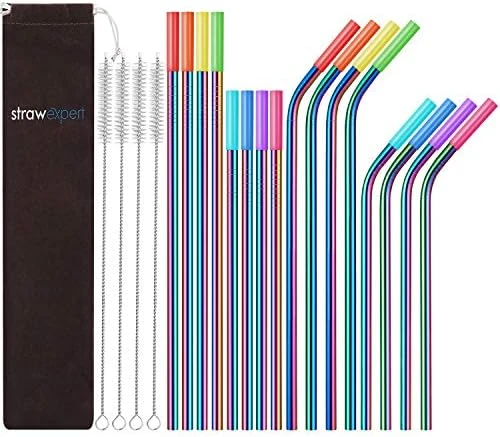 Set Of 16 Reusable Stainless Steel Straws With Travel Case Cleaning Brush Silicone Tips Eco Friendly Extra Long Metal Straws Drinking For 20 24 30 Oz Tumbler 9 Set Of 16 Reusable Stainless Steel Straws With Travel Case Cleaning Brush Silicone Tips Eco Friendly Extra Long Metal Straws Drinking For 20 24 30 Oz Tumbler - Image 7
