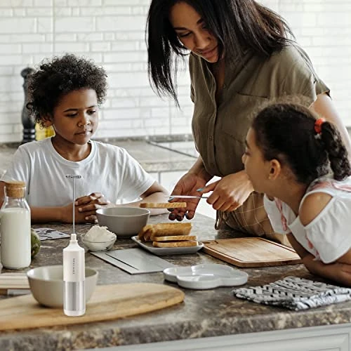 Ilk Frother Handheld Battery Operated, Waterproof Electric Whisk Foam Maker For Coffee, Durable Original Drink Mixer For Latte, Cappuccino, Hot Chocolate, Stainless Steel Frother, 6 Colors (White) 5 Ilk Frother Handheld Battery Operated, Waterproof Electric Whisk Foam Maker For Coffee, Durable Original Drink Mixer For Latte, Cappuccino, Hot Chocolate, Stainless Steel Frother, 6 Colors (White) - Image 3