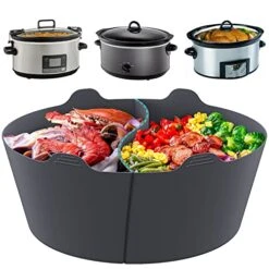 Slow Cooker Silicone Liners 6QT For Crockpot, Hamilton Beach, Divider Insert Liner Fits Most 6 Quart Slow Cooker, Dishwasher Safe BPA Free