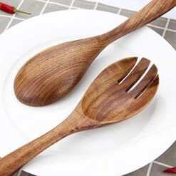 Alad Tongs, Salad Servers, Salad Tongs For Serving, AOOSY 10.2 Inches Acacia Wood Serving Utensils Set Salad Mixing Dinner Fork And Spoon Long Handle Salad Server Set Kitchen Cooking Utensil -KitchenAid Shop 51TBlwv33xL