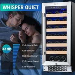 24" & 15" Wine Cooler Refrigerator,Side-by-Side Dual Zone Wine Fridge Refrigerator Fits Large Bottles Keep Consistent Temperature Low Noise Reversible Glass Door, Hold 79 Bottles -KitchenAid Shop 51TC2ibF3mL