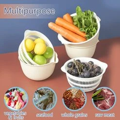 2 In 1 Kitchen Colander Set With Bowl Strainer (2 Sets 3 Qt),BPA Free Plastic Fruits And Vegetable Washing Basket,Dishwasher Friendly Double Layered Drain Basin,for Pasta Salad Berry Cleaning Mixing -KitchenAid Shop 51TCFMpT51L