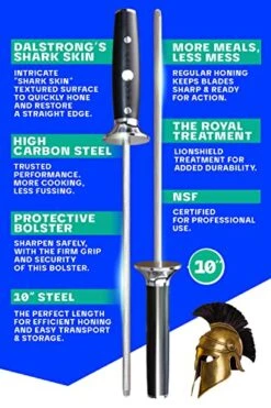 ALSTRONG Honing Steel - 10" Rod - Gladiator Series Elite - HC Stainless Steel - G10 Garolite Handle - NSF Certified -KitchenAid Shop 51TJqmOINQL