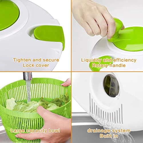Salad Spinner Large 5L Fruits Vegetable Washer Dryer, Fruits And Vegetables Dryer, Lettuce Spinner & Fruit Veggie Wash.Small Salad Spinner Kitchen Appliances And Gadgets With Handle Capacity 7 Salad Spinner Large 5L Fruits Vegetable Washer Dryer, Fruits And Vegetables Dryer, Lettuce Spinner & Fruit Veggie Wash.Small Salad Spinner Kitchen Appliances And Gadgets With Handle Capacity - Image 5