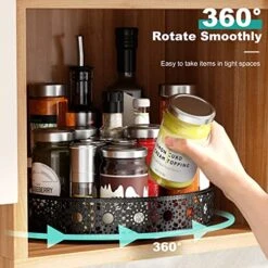 Lazy Susan Organizer, 12 Inch Lazy Susan Turntable For Cabinet Table, PHINOX Turntable Organizer Lazy Susan Spice Rack With Non-Slip Pad, Large Lazy Susan For Kitchen Bathroom Pantry Vanity (Metal) -KitchenAid Shop 51TQOkkoJKL