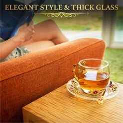 Vintage Glass Tea Cup And Saucer Set With Lid And Spoon, Enamel Daisy Flower Coffee Mug With Decorative Handle, Elegant Tea Sets For Women, 330ml/11oz -KitchenAid Shop 51TQe6IcOtL