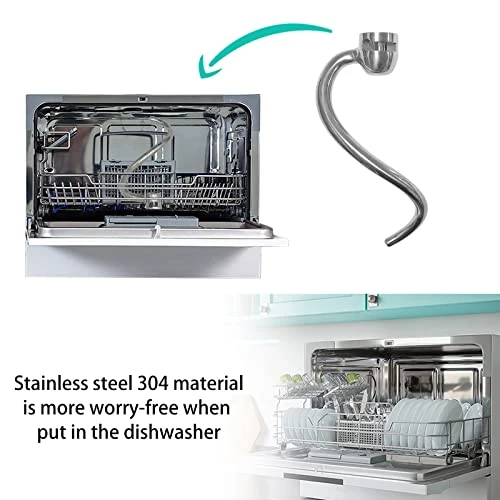Piral Dough Hook For Kitchenaid Stand Mixer 6qt, Stainless Steel Dough Hook Spiral Dough Hook Replacement Stainless Steel Accessories/No Coating/Dishwasher Safe 6 Piral Dough Hook For Kitchenaid Stand Mixer 6qt, Stainless Steel Dough Hook Spiral Dough Hook Replacement Stainless Steel Accessories/No Coating/Dishwasher Safe - Image 4