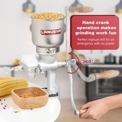 Corn Grinder, Cast Iron Hand Grain Mill Grinder, Manual Coarse Grinding Tool For Corn Beans Barley Rice, With 500ML High Hopper, Hand Crank And Table Clamp -KitchenAid Shop 51TToCoMKuL