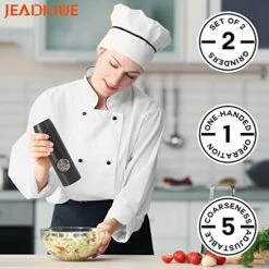 Electric Salt And Pepper Grinder Set Of 2,automatic Pepper Mill,USB Rechargeable,Adjustable Coarseness,One-handed Operation,ceramic Burr,refillable,Auto Grinders With Charging Base LED Light -KitchenAid Shop 51TWHSXtq4L