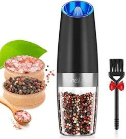 Gravity Electric Salt Ginder Pepper Grinder, Automatic Pepper And Salt Mill Grinder Battery-Operated With Adjustable Coarseness, LED Light, One Hand Operated 17 Gravity Electric Salt Ginder Pepper Grinder, Automatic Pepper And Salt Mill Grinder Battery-Operated With Adjustable Coarseness, LED Light, One Hand Operated -KitchenAid Shop 51TXf hCDML. AC