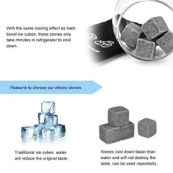 Chilling Stone - Ice Cubes Stone Whisky Chilling Stone Ice Cubes Drinks Wine Beer Cooler Barware Cubes Gift Set Pack Of 9pcs -KitchenAid Shop 51TiOPsTt9L