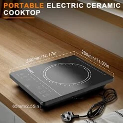 Portable Electric Cooktop 1800W, Cooksir 110V Countertop Single Burner With Child Safety Lock, Plug In Electric Hot Plate For Cooking, Electric Stove With Timer, Residual Heat Indicator, Sensor Touch -KitchenAid Shop 51TjQtFsk0L