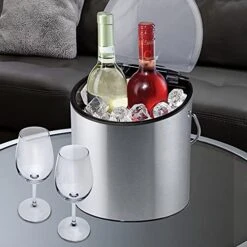 Stainless Steel Ice And Wine Bucket With Flip Top Lid And Ice Scoop, Holds 2 Bottles -KitchenAid Shop 51Tmvi0EGRS