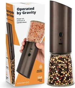 Rechargeable Electric Pepper Grinder, Automatic Gravity Salt Mill With Adjustable Coarseness, Brushed Stainless Steel, Ceramic Blades And Refillable Glass (Silver Grinder - 1 Unit) -KitchenAid Shop 51ToneXtDiL. AC