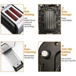 2 Slice Toaster, Extra-Wide Slot Toaster With Reheat/Defrost/Cancel Function, 6 Shade Settings Compact Toasters For Bread Waffles, Removable Crumb Tray, Silver Black -KitchenAid Shop 51Tv2uzHxXL