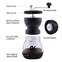 OOLKITS Manual Coffee Grinder With Ceramic Burrs, Hand Coffee Mill With TWO Glass Jars(11oz Each), Brush And A Spoon Scoop 11 OOLKITS Manual Coffee Grinder With Ceramic Burrs, Hand Coffee Mill With TWO Glass Jars(11oz Each), Brush And A Spoon Scoop -KitchenAid Shop 51TziKawkqL