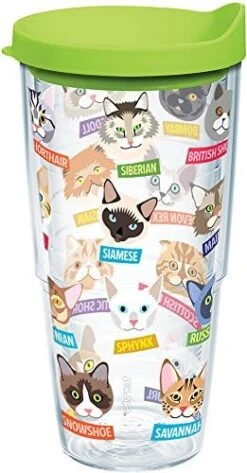 Tervis Flat Art - Cats Tumbler With Wrap And Lime Green Lid 16oz, Clear -KitchenAid Shop 51UCkWgOL. AC