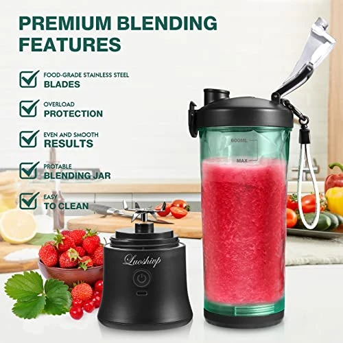 Portable Blender,22 Oz Mini Blender For Shakes And Smoothies,Personal Blender With Rechargeable USB,Fruit,Smoothie,Baby Food Mixing Machine Blender With 6 Blades ,for Home,Kitchen,Travel ,Sports (black) 5 Portable Blender,22 Oz Mini Blender For Shakes And Smoothies,Personal Blender With Rechargeable USB,Fruit,Smoothie,Baby Food Mixing Machine Blender With 6 Blades ,for Home,Kitchen,Travel ,Sports (black) - Image 3