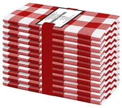 20x20 Gingham Buffalo Check Cloth Dinner Napkins Pack Of 12, 100% Cotton Cocktail Napkins, Wedding Dinner Napkins With Mitered Corners And Generous Hem - Red White