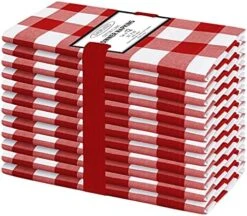 20x20 Gingham Buffalo Check Cloth Dinner Napkins Pack Of 12, 100% Cotton Cocktail Napkins, Wedding Dinner Napkins With Mitered Corners And Generous Hem - Red White -KitchenAid Shop 51UXVTTvh6S. AC