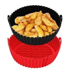 2 Pack Air Fryer Silicone Liners , 8.5'' Round Air Fryer Silicone Basket,Heat Resistant Easy Cleaning Air Fryers Oven Accessories, Reusable Air Fryer Silicone Bowl Fits 3.6 To 6.8QT