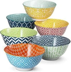 Cereal Bowls, Ceramic Make, Vibrant Color, Multi Color Designs, Bowls For Thanksgiving, Christmas And Kitchen Perfect For Soup, Pasta, Salad, Ice Cream, Set Of 6, 18oz (Navy) -KitchenAid Shop 51Uf 3oCsGL. AC