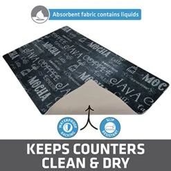 Coffee Maker Mat, (Coffee Station Bar Accessory) Protects Kitchen Countertops From Spills, Stains & Scratches - Absorbent/Waterproof/Machine Washable (USA Made) (12” X 20”) (Java Chalkboard) -KitchenAid Shop 51UfXRsBz0L