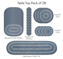 Pack Of 28(pcs) Jute Placemats For Kitchen, Potholders For Hot Dishes, Drinking Coaster, Spoon Rest For Cooking And Baking By Diameter 13x19(10pcs), 4"(10pcs), 8"(4pcs),15"(3pcs) And 8x28(1pcs)