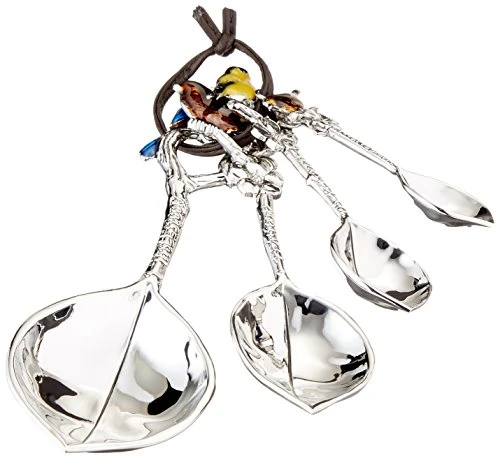 4-Piece Set, Birds Measuring Spoon, One Size, Silver 3 4-Piece Set, Birds Measuring Spoon, One Size, Silver