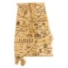 Destination Alabama State Shaped Bamboo Serving And Cutting Board, Includes Hang Tie For Wall Display