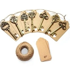 Wedding Favors Skeleton Key Bottle Opener With Escort Card Tag And Key Chains For Guests Party Favors Rustic Decoration (Bronze 75pcs)…