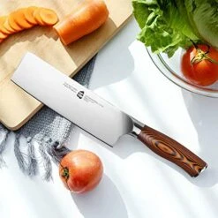 Nakiri Knife - Vegetable Cleaver Kitchen Knives - Japanese Chef Knife German X50CrMoV15 Stainless Steel - Pakkawood Handle - 6.5" - Fiery Series -KitchenAid Shop 51V9GWc9niL