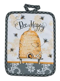 4 Piece Bee Happy Kitchen Set - 2 Terry Towels, Oven Mitt, Potholder