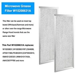 Fetechmate W10208631A Microwave Grease Filter, Aluminum Mesh Filter 13x6 Fit For Whirl.pool G.e Microwaves (Packed In Box) (2-Pack) -KitchenAid Shop 51VMy7zXtHS