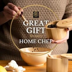 - Salt And Pepper Bowls With Lid, Bamboo Salt And Pepper Cellar With Spoons, Salt And Pepper Holder Engraved With S & P, 3.5 X 3 Inches, Ideal Gifts For Mom & Housewarming Gifts, 6 Oz, Set Of 2 -KitchenAid Shop 51VNQiatUOL