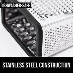 Stainless Steel Box Grater, 4-Sided XL Cheese And Spice Graters With Handle, Slice, Shred, Grate Vegetables, Ginger, Potatoes, Handheld Food Shredder, Zester, Includes Container, Black -KitchenAid Shop 51VSUw4MWdL