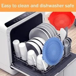 2 Pack Air Fryer Silicone Liners Basket Round, Apply To 1-3.5 QT Airfryer, Air Fryer Silicone Pot Bowl, Reusable Baking Tray Cooking Oven Accessories (Top 6.5in / Bottom 5.5in) -KitchenAid Shop 51VUJmb0xTL