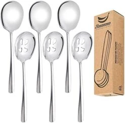 Stainless Steel Serving Spoon X 3, Slotted Serving Spoon X 3, 9.14 Inches Large Serving Utensils Set of 6 For Catering, Dishwasher Safe (Gold) -KitchenAid Shop 51VUee6HSYL. AC