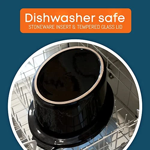 MST1234BX Diamond Pattern Slow Cooker Removable, Dishwasher-Safe Stoneware Pot With Tempered Glass Lid, Cool-Touch Handles, 6 Quart, Charcoal Black 6 MST1234BX Diamond Pattern Slow Cooker Removable, Dishwasher-Safe Stoneware Pot With Tempered Glass Lid, Cool-Touch Handles, 6 Quart, Charcoal Black - Image 4