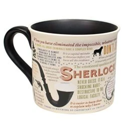 Sherlock Holmes Coffee Mug - Holmes Quotes, Rules Of Deduction, Intriguing Images, And Sidney Pagets' Portrait