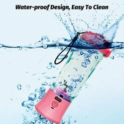 20 Oz Portable Blender USB Rechargeable, Supkitdin Waterproof Personal Blender For Shakes And Smoothies, With 6 Ultra-sharp Blades For Travel, Office & Sports (Red Pink) -KitchenAid Shop 51VZBWRafiL