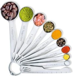 - 9 Measuring Spoons, Heavy Duty 18/8 Premium Stainless Steel Measuring Spoons Set, Spoons With US And Metric Measurements , Set Of 9 + Leveler, Measuring Tools For Dry And Liquid Ingredients -KitchenAid Shop 51Vhf4c KKL. AC