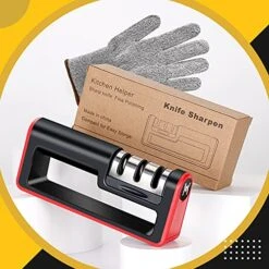 Small Manual 3 In 1 Stage Chef Kitchen Knife Knofe Sharpener Professional Handheld Sharpening Kit For All Pocket Knives, To Help Quickly Restore And Repair Polish Blades Sharper, Black -KitchenAid Shop 51VjXbnO6qL